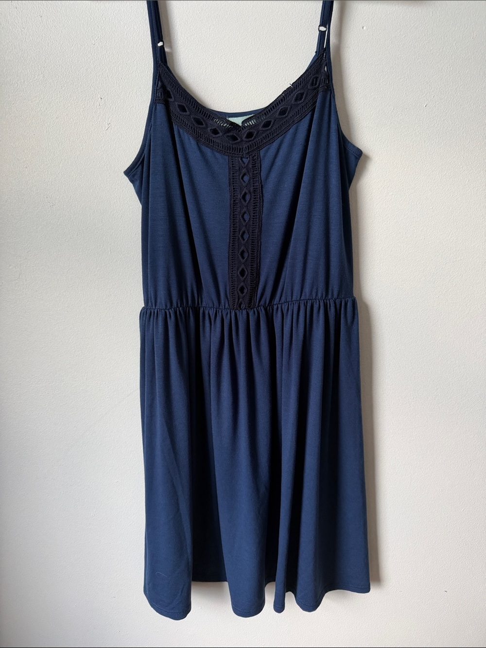 Maurices Navy Blue Spaghetti-Strap Dress with Crochet Detail SZ M